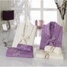 Embroidered Bamboo Bathrobe Set Light Lilac