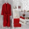 Embroidered Tufting Bamboo Bathrobe Set Red
