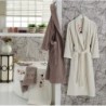 Embroidered Tufting Velvet Bathrobe Set Light Brown