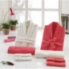 Stony Desing Jacquard Velvet Bathrobe Set Coral
